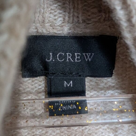 J Crew Shawl Collar Sweater Womens Size Medium Beige Neutral 100% Lambswool Knit - Picture 4 of 10